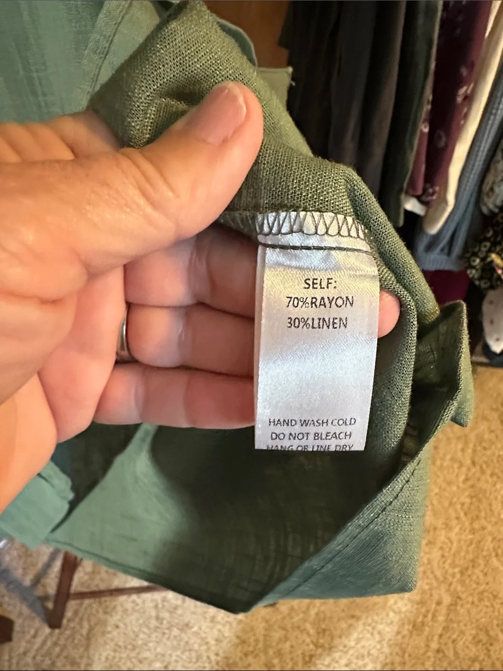 easel Olive Green dress -linen blend - Picture 3 of 4
